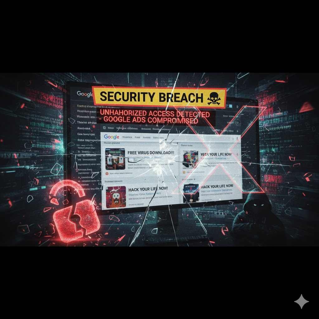 güvenliği ihlal edilen site ile ilgili olarak yatay bir görsel yap google ads